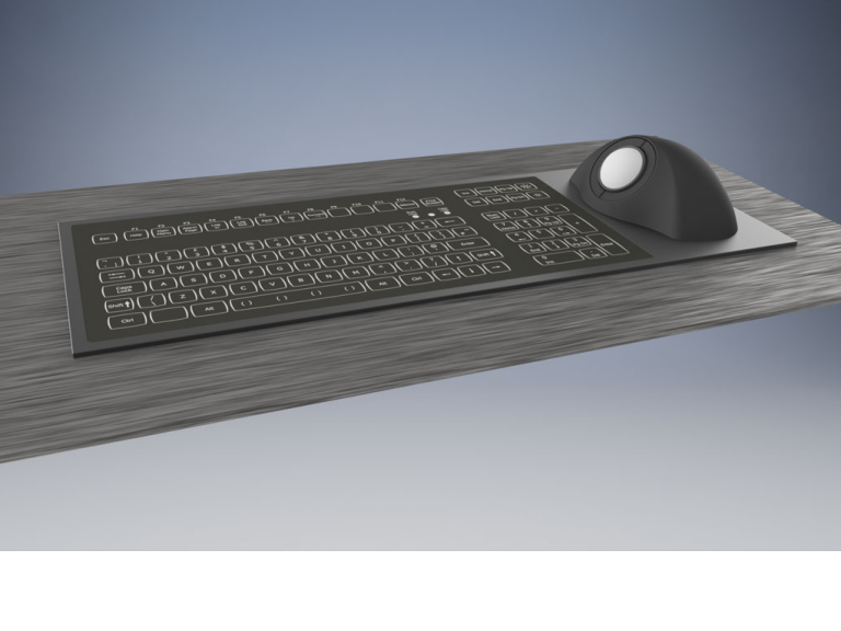 Nieuw short travel toetsenbord met ergonomische trackball muis voor industriele toepassin keyboard with ergonomical trackball